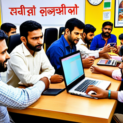 Home 18 **Image of a vibrant online community forum for a "Yatayat License Pariksha" (traffic license exam).** Depict various people interacting, sharing study materials, asking questions, and offering encouragement. Show a mix of devices like laptops and smartphones. Emphasize a sense of collaboration and support, potentially with celebratory elements.