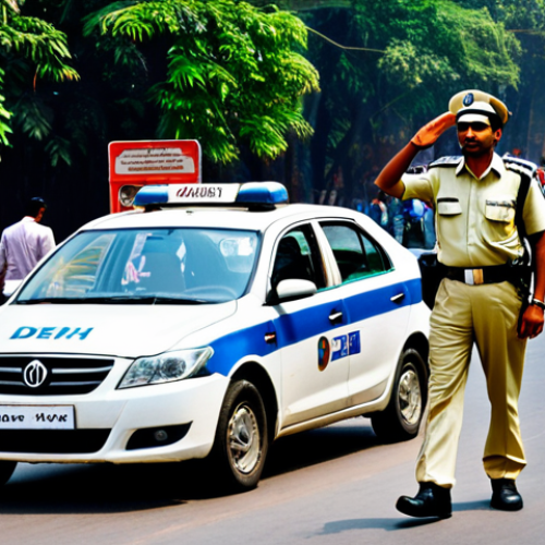 Home 10 **
A traffic police officer in a professional uniform, fully clothed, directing traffic at a busy intersection in Delhi, India. Background shows vehicles and pedestrians. Safe for work, appropriate content, perfect anatomy, natural pose, professional.
**