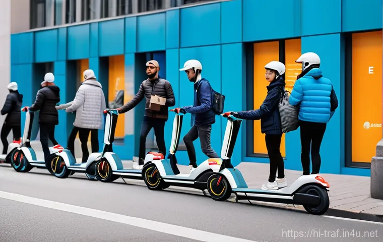 교통관련 직업의 수요와 전망 - **Prompt 1: Bustling Urban E-commerce Delivery Scene**
    "A vibrant, wide-angle shot of a busy urb...