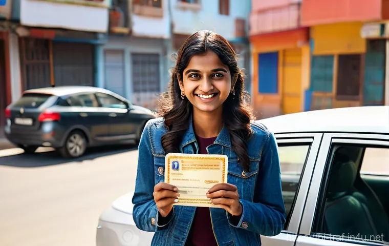 교통자격증 실기시험 준비 가이드 - **Prompt:** A young Indian man, wearing a casual but neat shirt and trousers, is confidently driving...