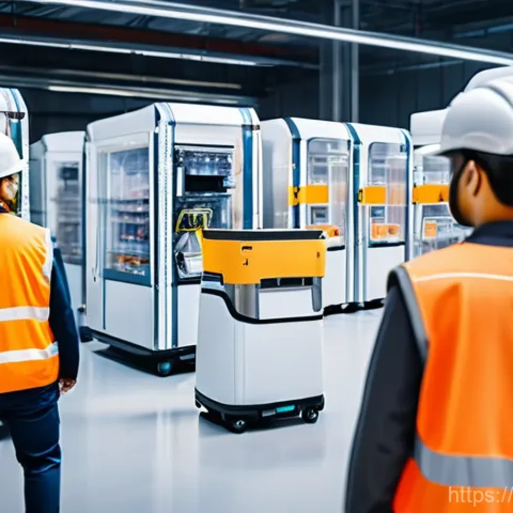 교통직 학습 커뮤니티 소개 - **Prompt:** A dynamic, wide-angle shot of a bustling, futuristic logistics hub. The scene features a...