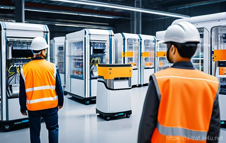 교통직 학습 커뮤니티 소개 - **Prompt:** A dynamic, wide-angle shot of a bustling, futuristic logistics hub. The scene features a...