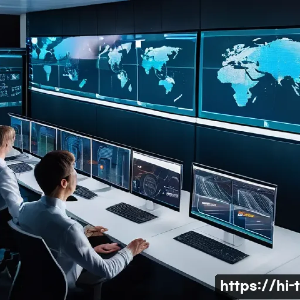 교통업계 필수 역량 개발 - **Prompt 1: Digital Logistics Control Center for Smart Fleet Management**
    "An aerial wide shot o...