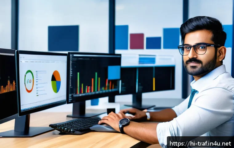 교통분야 전문가의 자격증 활용법 - A professional Indian digital marketing expert working at a modern office desk, surrounded by multip...