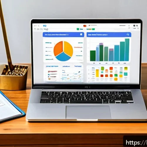 교통업계 필기시험 단기 합격 - A detailed digital marketing workspace featuring a laptop screen displaying Google Analytics dashboa...
