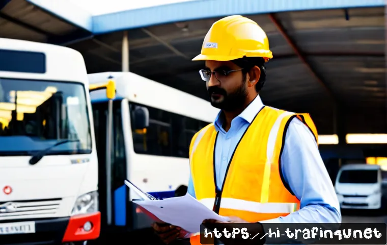 Home 17 교통 관련 직업과 자격증 필요성 - Photorealistic Indian urban transport professional in a clean reflective safety vest and hard hat, s...