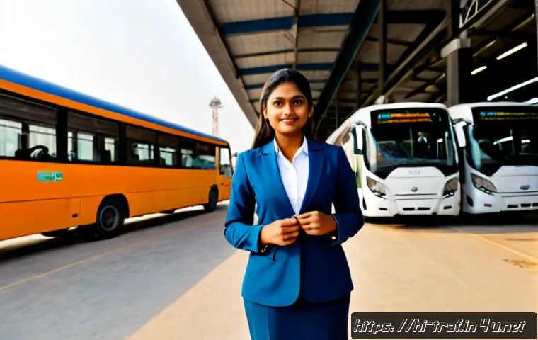 Home 17 교통업계 커리어 패스 - Photorealistic career progression scene in India’s transportation industry, confident young Indian w...