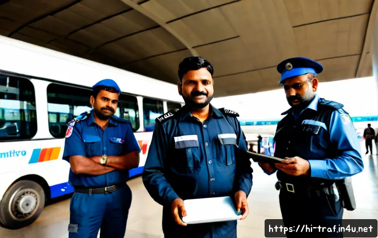 Home 17 교통관련 직종 취업률 조사 - Photorealistic employment survey scene in India, a diverse group of adult transportation workers inc...
